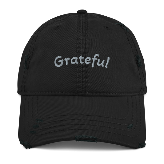 Grateful Embroidered Distressed Hat